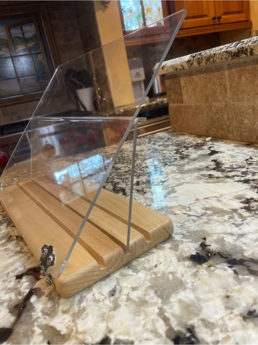 Williams-Sonoma Maple & Acrylic Cookbook Recipe Holder Stand W/Splatter Guard